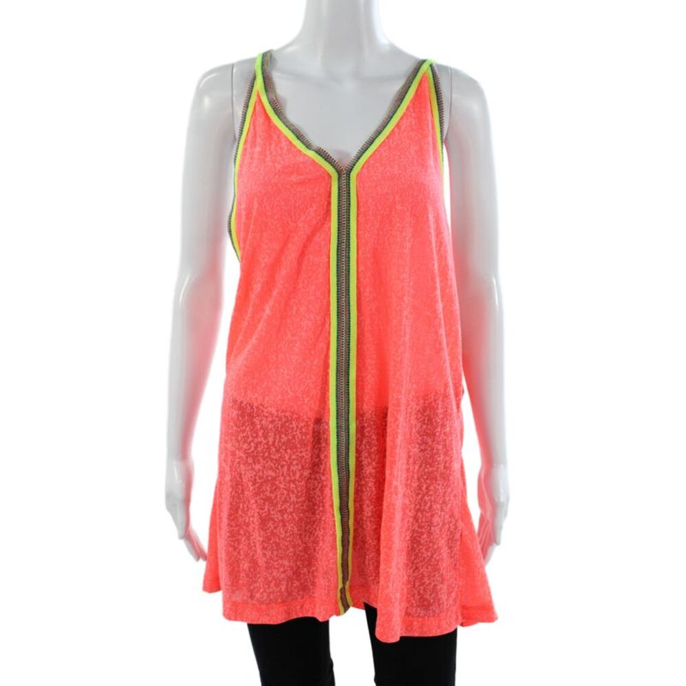 Pitusa Women Sleeveless V Neck Abstract Cotton Tank Top Size One Size